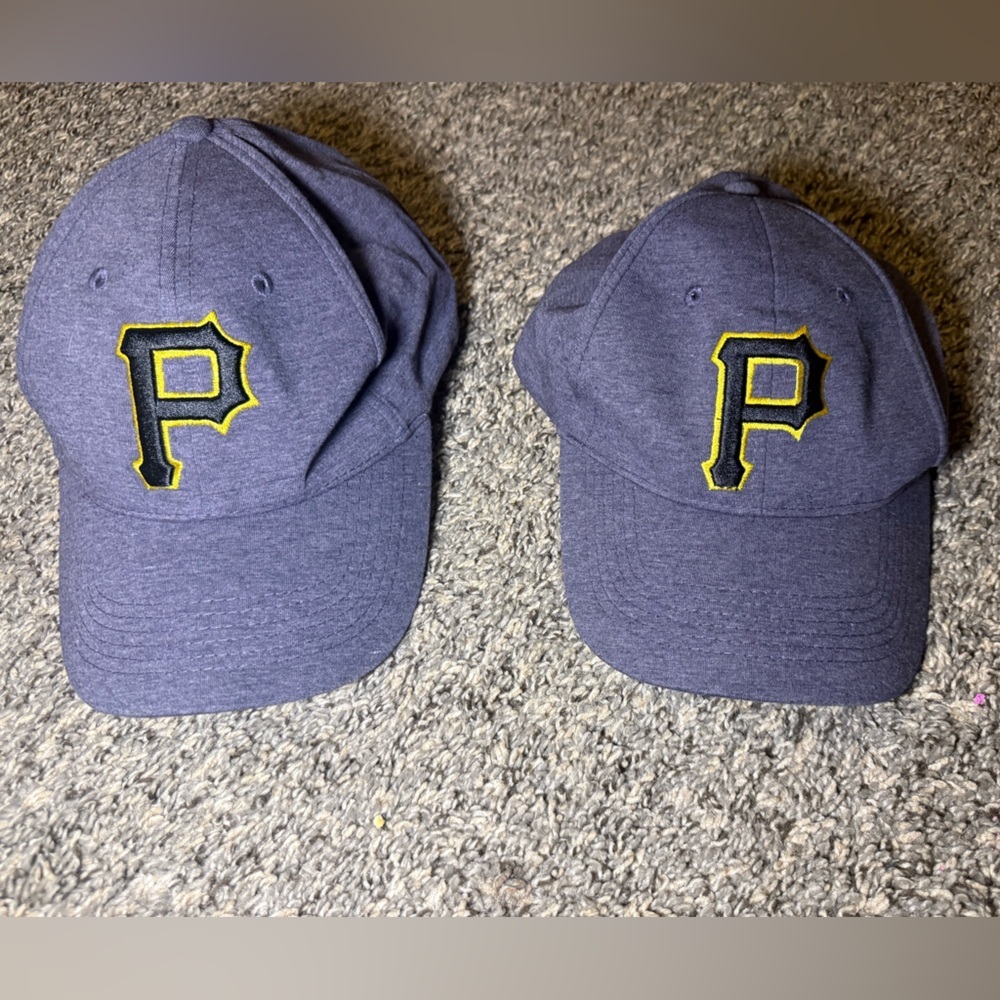 Two Heather Blue Pirates Baseball Caps